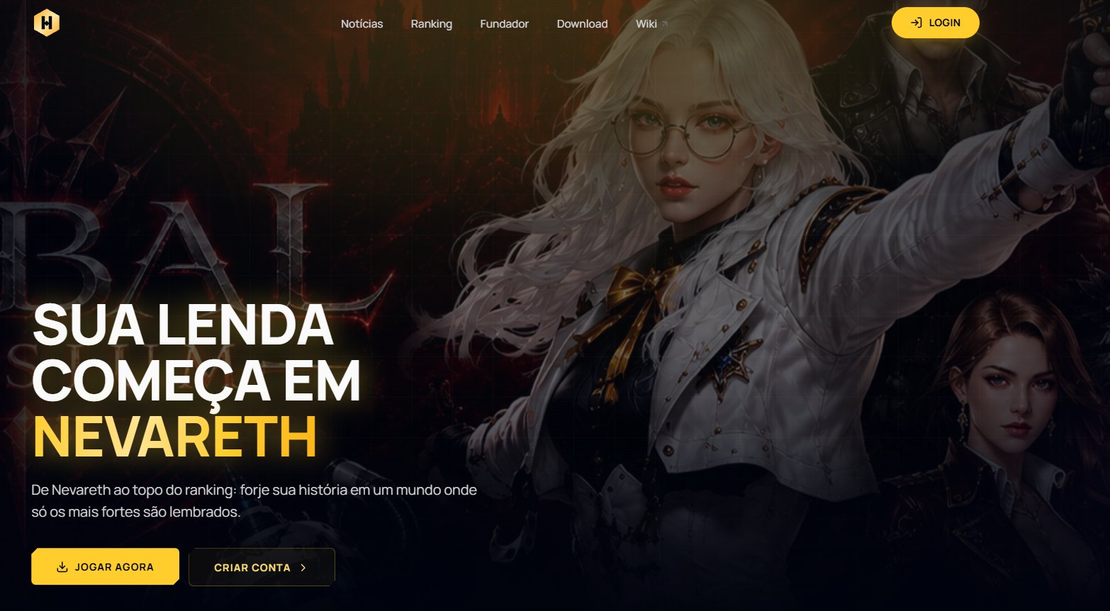 First screen of the Elysium site